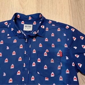 RSVLTS Chomp Shark Shirt Blue Short Sleeve Button Up Men’s Size XL